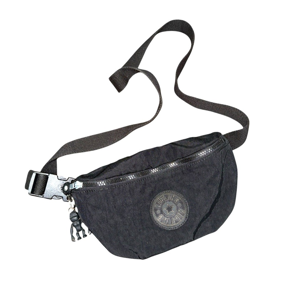 Kipling Fanny Pack Womens Small Waist Bag Black Nylon Adjustable Strap Monkey
